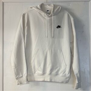 Nike Men's White Hoodie with Black Logo